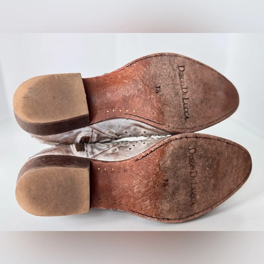diego di lucca short cowboy cowgirl western distressed ombré leather boots 7.5 - Picture 7 of 9